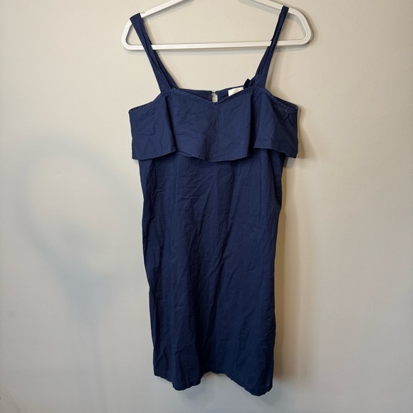 Salua Midi Navy Cotton Dress Size Medium Ruffle - Picture 1 of 6